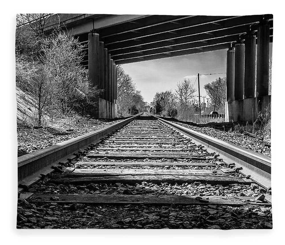 Moorestown Fleece Blanket featuring the photograph Railroad Tracks by Louis Dallara