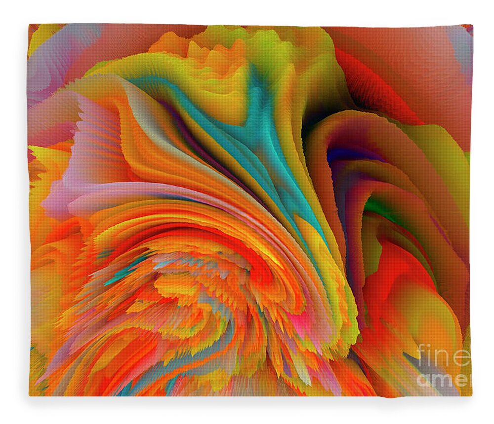 Rainbow Fleece Blanket featuring the mixed media A Flower In Rainbow Colors Or A Rainbow In The Shape Of A Flower 2 by Elena Gantchikova