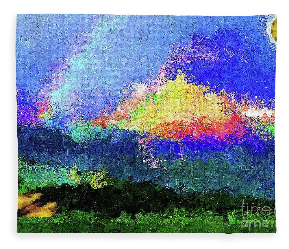 Landscape Fleece Blanket featuring the mixed media Rainbow Mountain - Breaking the Gridlock of Hate Number 5 by Aberjhani