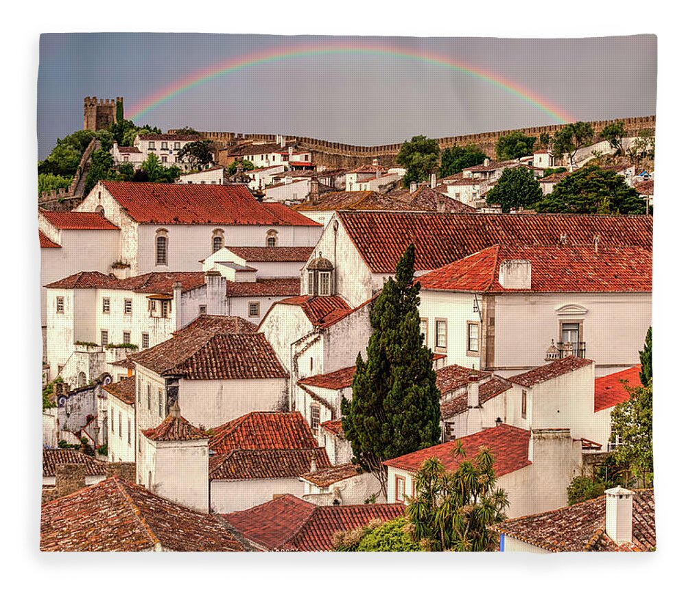 Castle Fleece Blanket featuring the photograph Rainbow over Castle by David Letts