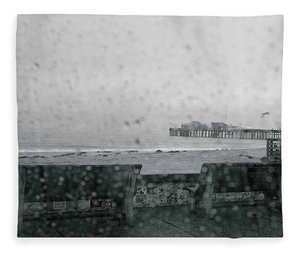 Tranquility Fleece Blanket featuring the photograph Rainy Day, Capitola by Kevin J Hooke