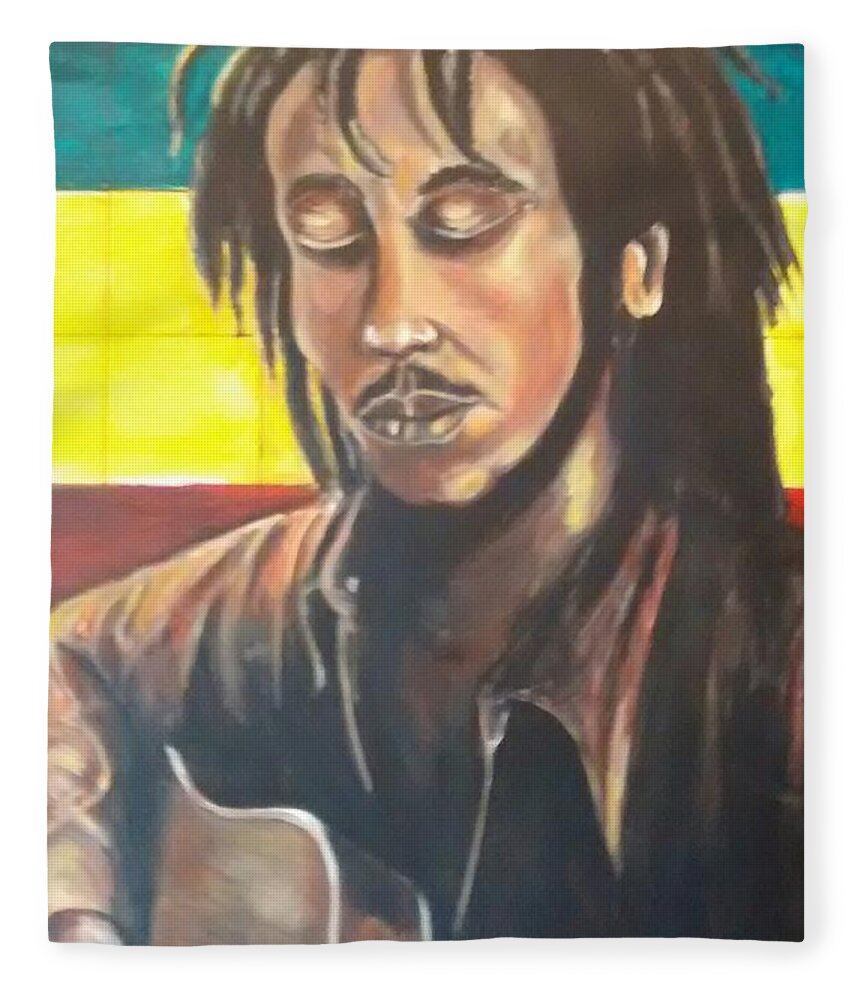 Rasta Art Fleece Blanket featuring the painting Rasta Music by Andrew Johnson
