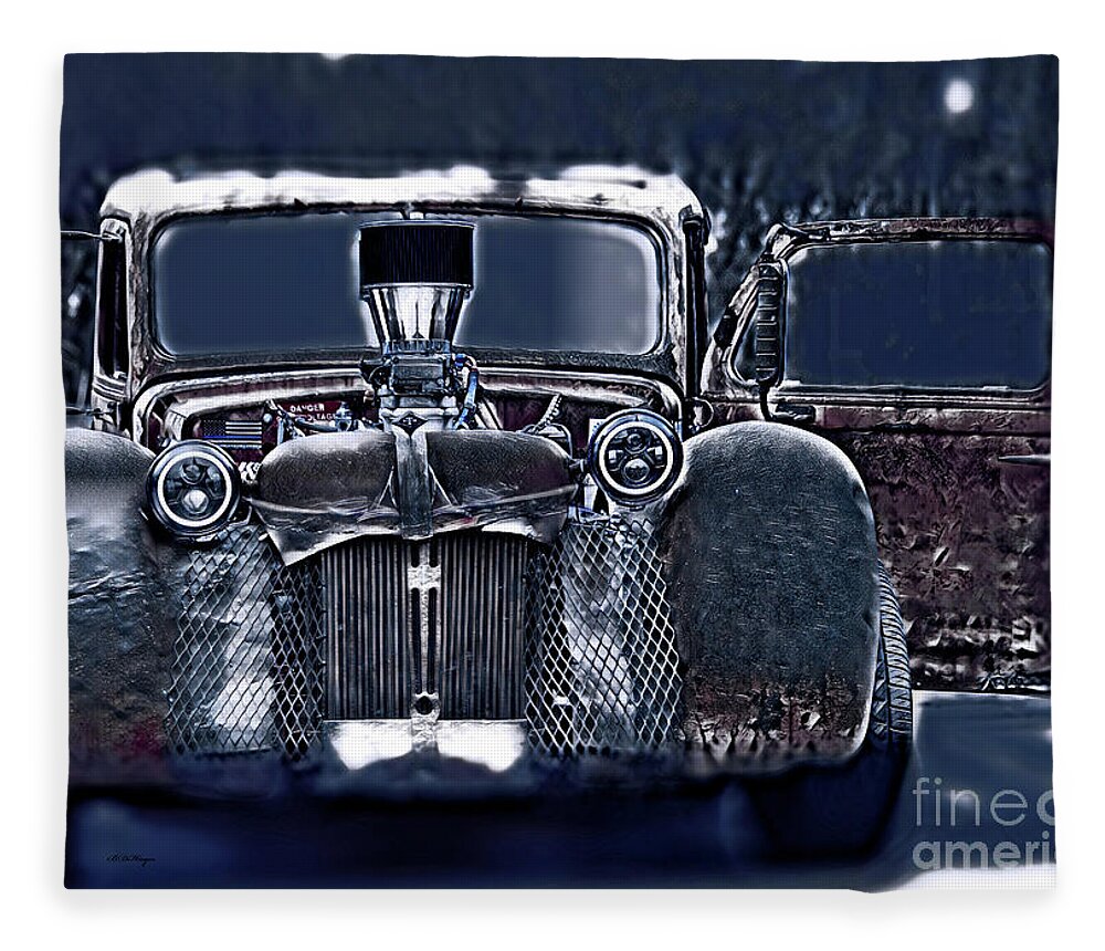 Cars Fleece Blanket featuring the mixed media Rat-Rod by DB Hayes