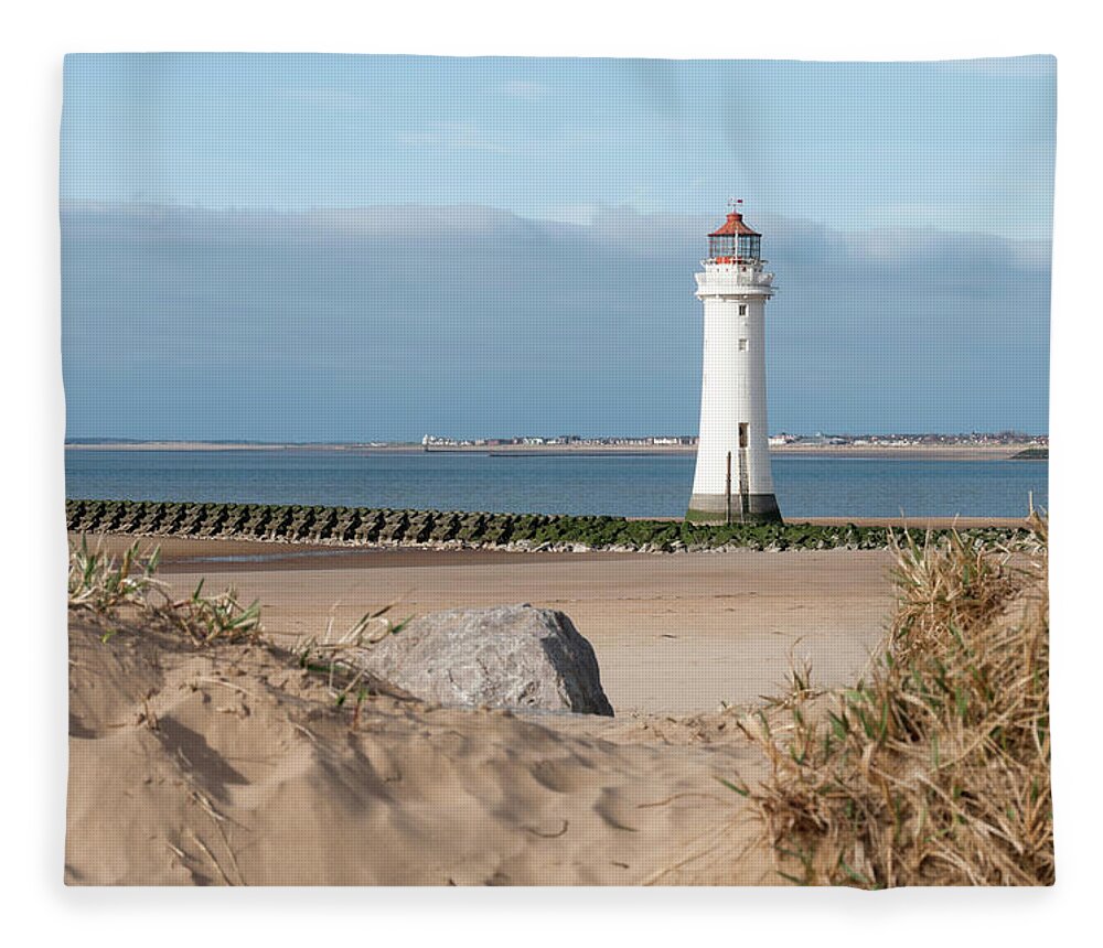 Water's Edge Fleece Blanket featuring the photograph Red & White Lighthouse by Brettcharlton