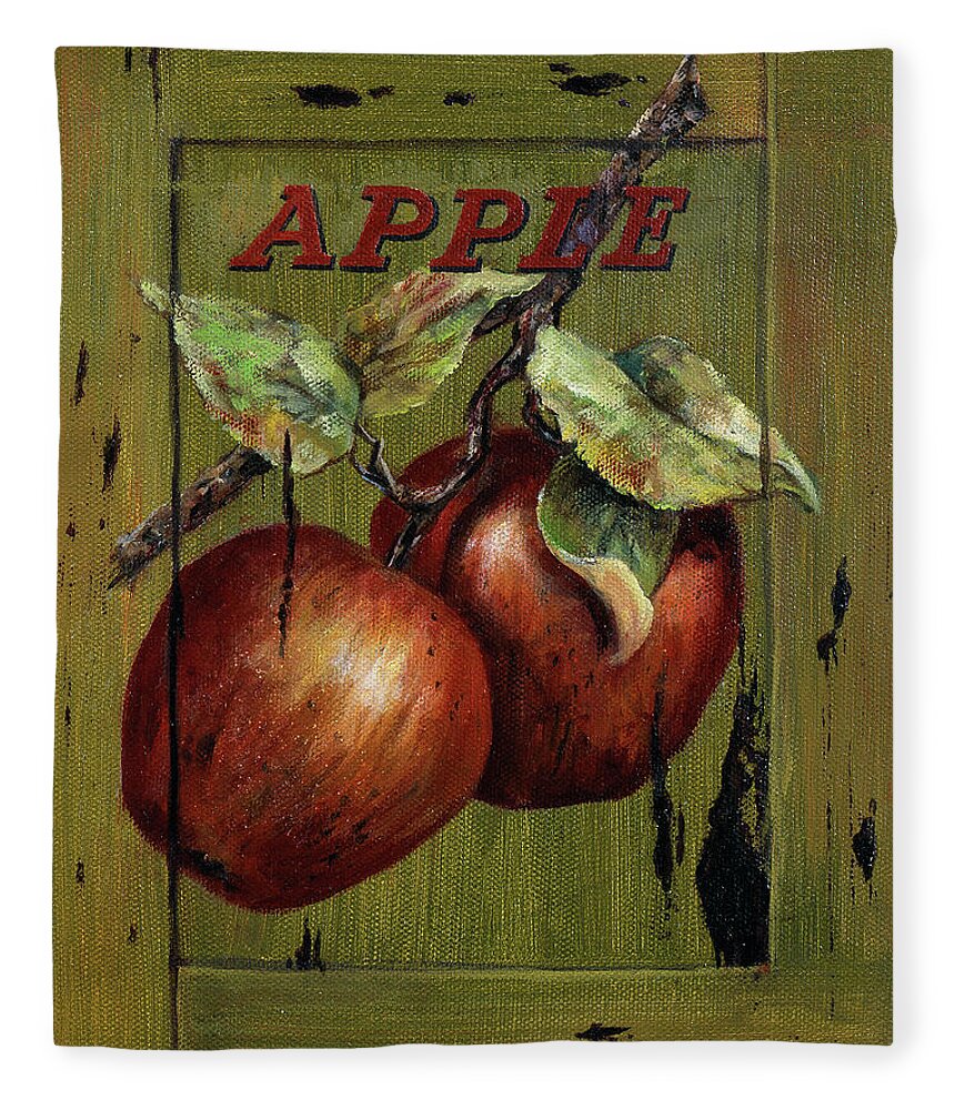 Apples Fleece Blanket featuring the painting Red Delicious Apples by Lynne Pittard