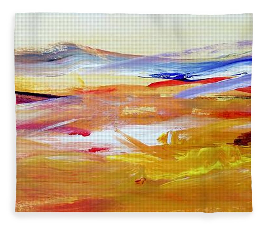 Landscape Fleece Blanket featuring the painting Red Hills From The Sky by Alida M Haslett
