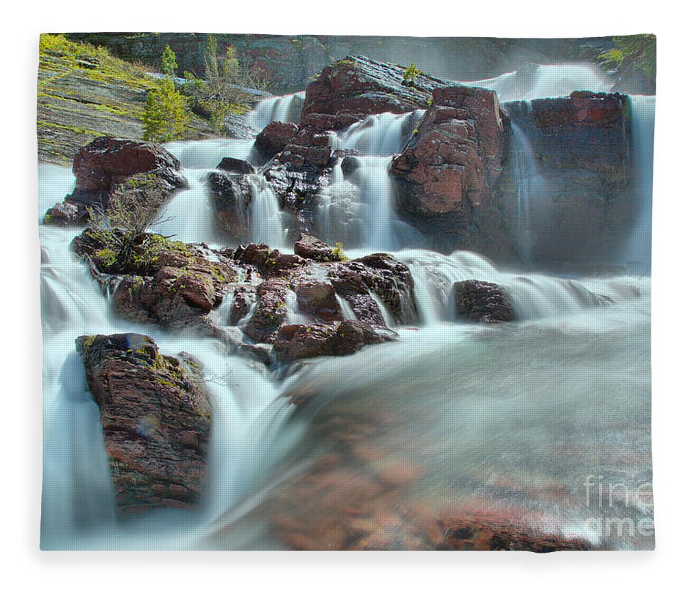 Red Rock Falls Fleece Blanket featuring the photograph Red Rock Falls Spring Closeup by Adam Jewell