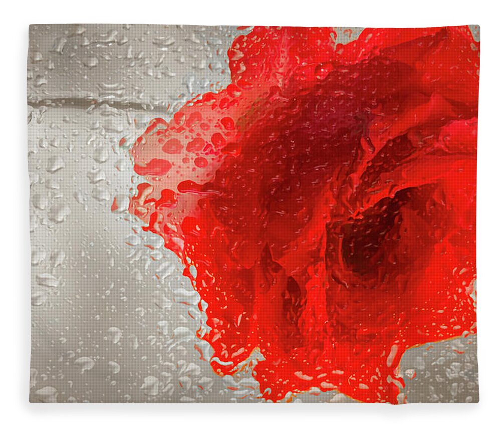 Don Schwartz Fleece Blanket featuring the photograph Red Rose in the Rain by Don Schwartz