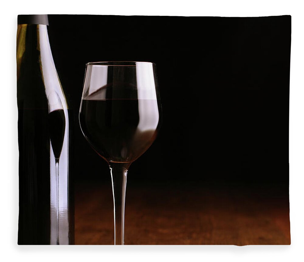 Black Background Fleece Blanket featuring the photograph Red Wine Copy Space by Donald gruener