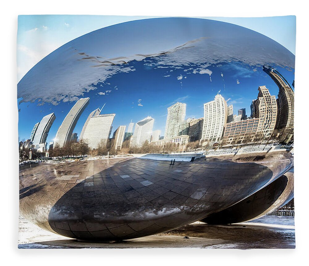 Chicago Fleece Blanket featuring the photograph Reflecting Bean by Framing Places
