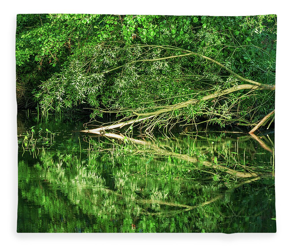 Spreewald Fleece Blanket featuring the photograph Reflection in the Spreewald by Sun Travels