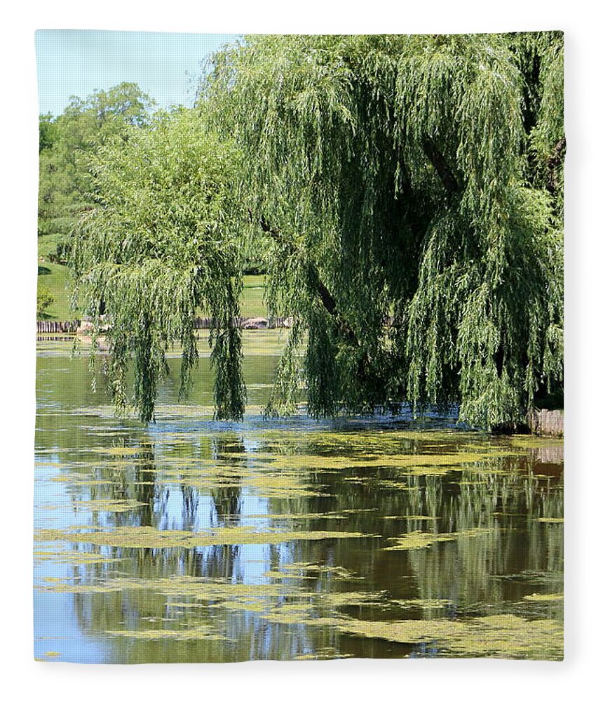 Garden Waters Fleece Blanket featuring the photograph Reflections from Mother Willow by Colleen Cornelius