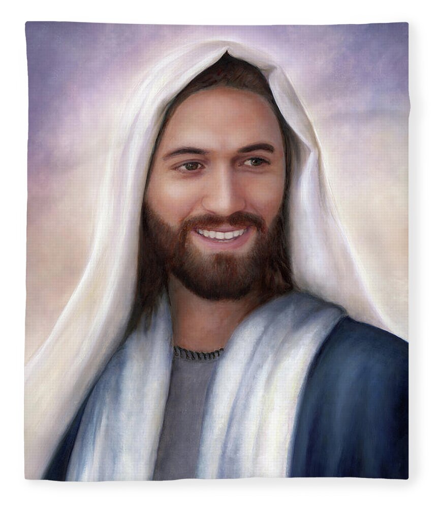 Jesus Fleece Blanket featuring the painting Rejoice by Brent Borup