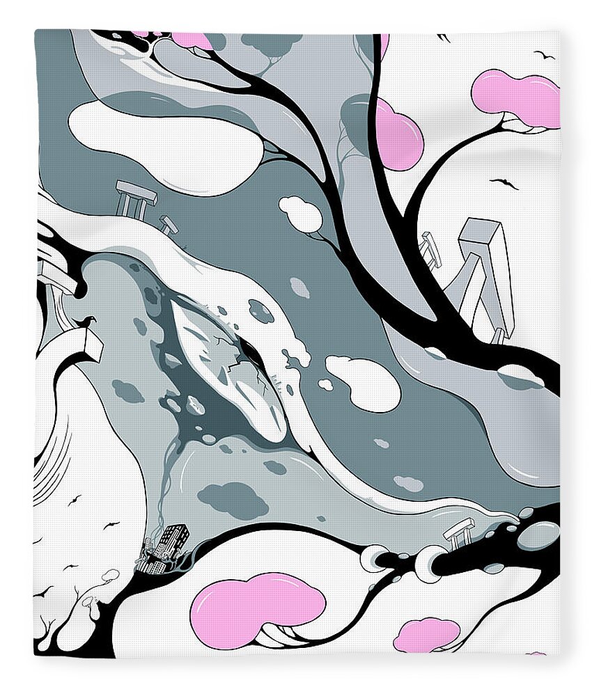 Trees Fleece Blanket featuring the drawing Relics by Craig Tilley