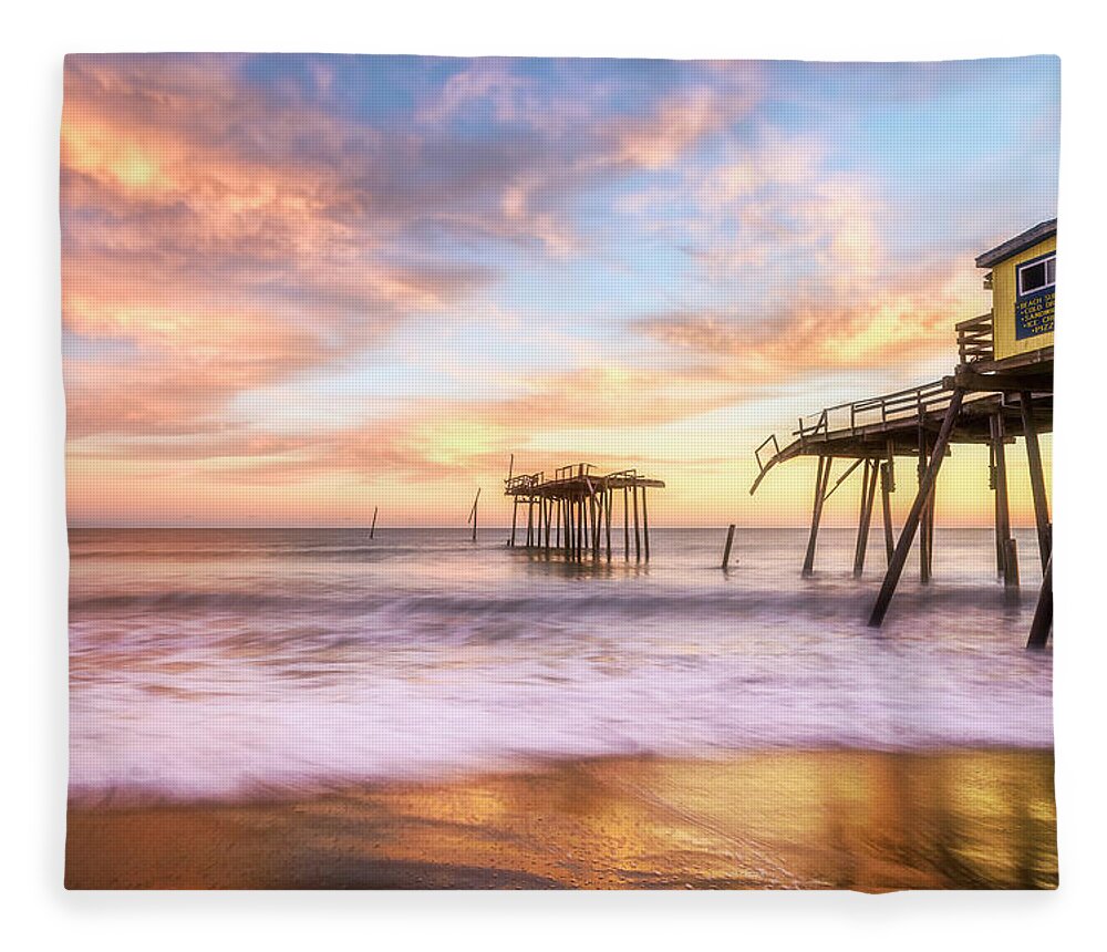 Frisco Pier Fleece Blanket featuring the photograph Remnants by Russell Pugh