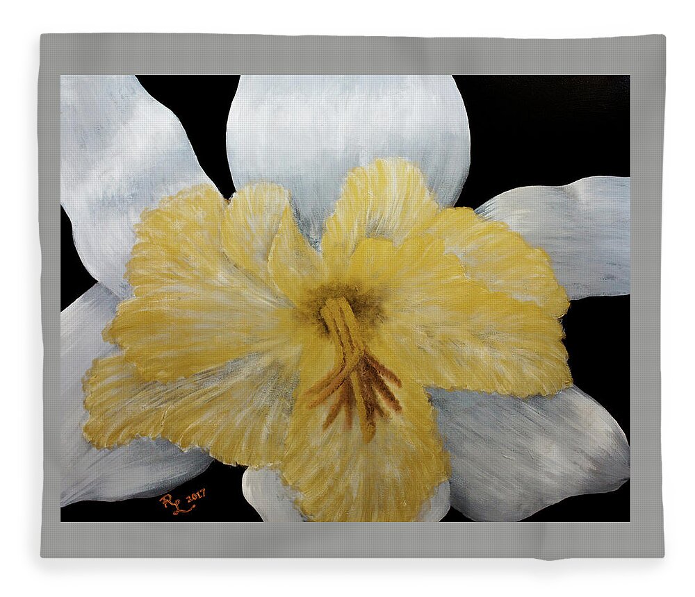 Flower Fleece Blanket featuring the painting Renew by Renee Logan