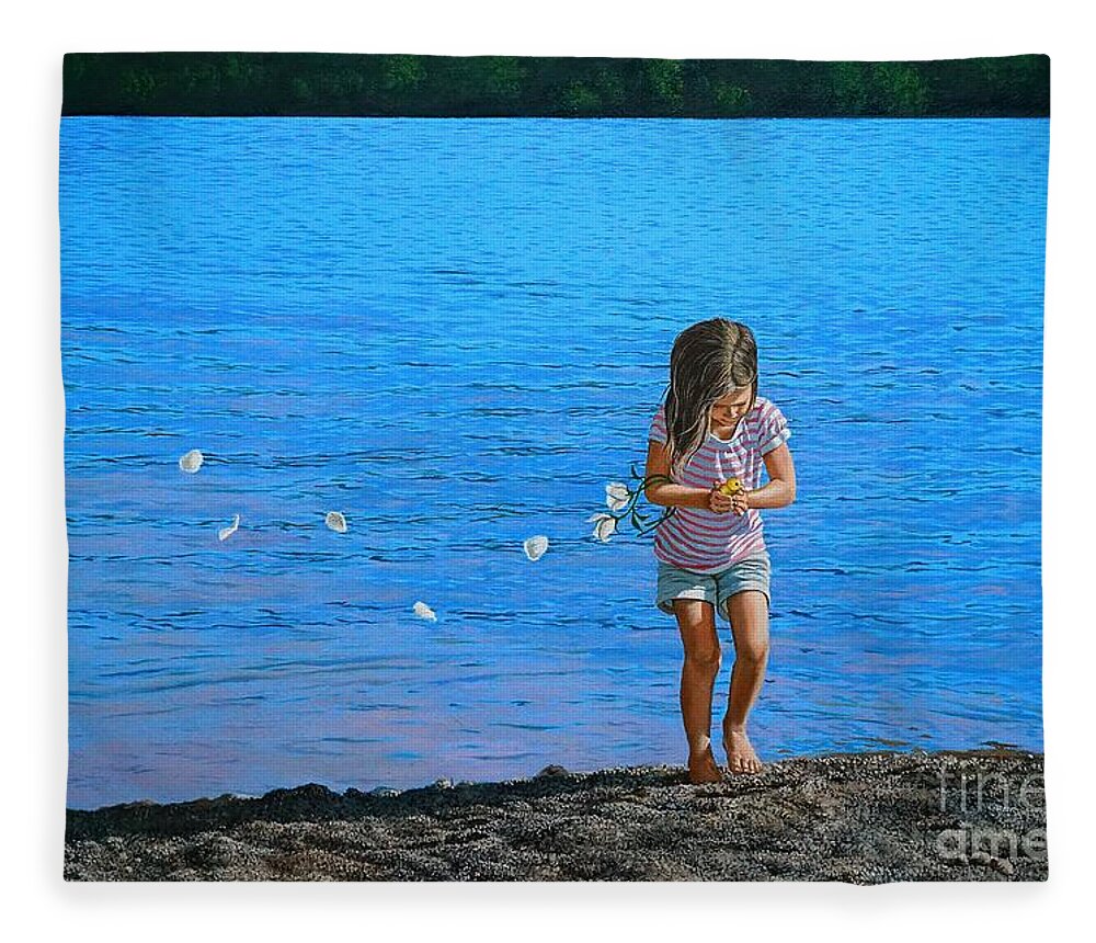 Girl Fleece Blanket featuring the painting Rescuer by Christopher Shellhammer