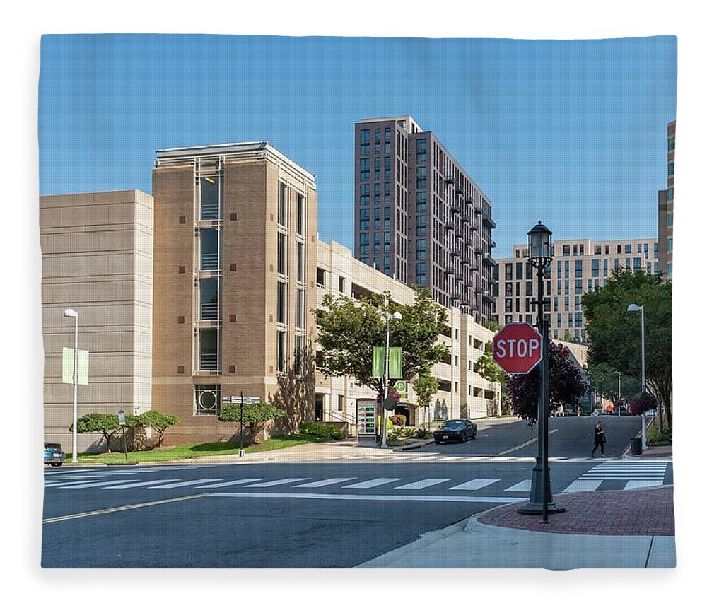 Landscape Fleece Blanket featuring the photograph Reston Town Center by Charles Kraus