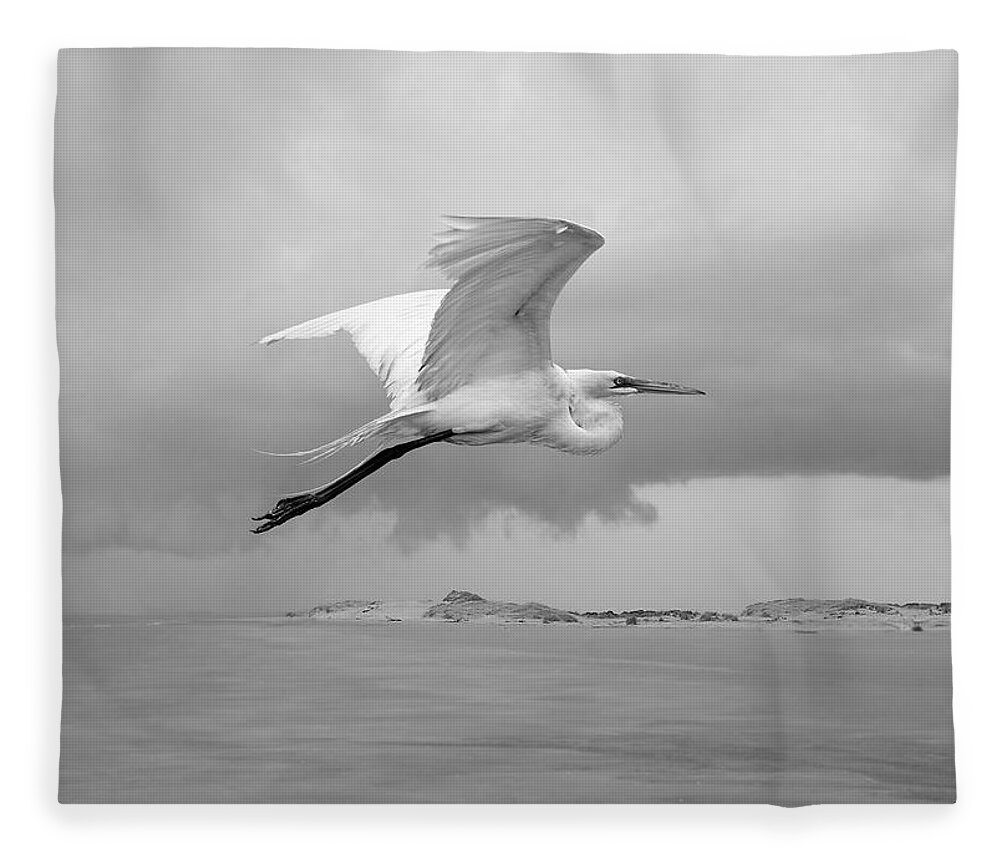 Bird Fleece Blanket featuring the digital art Retreat from Coming Storm by M Spadecaller