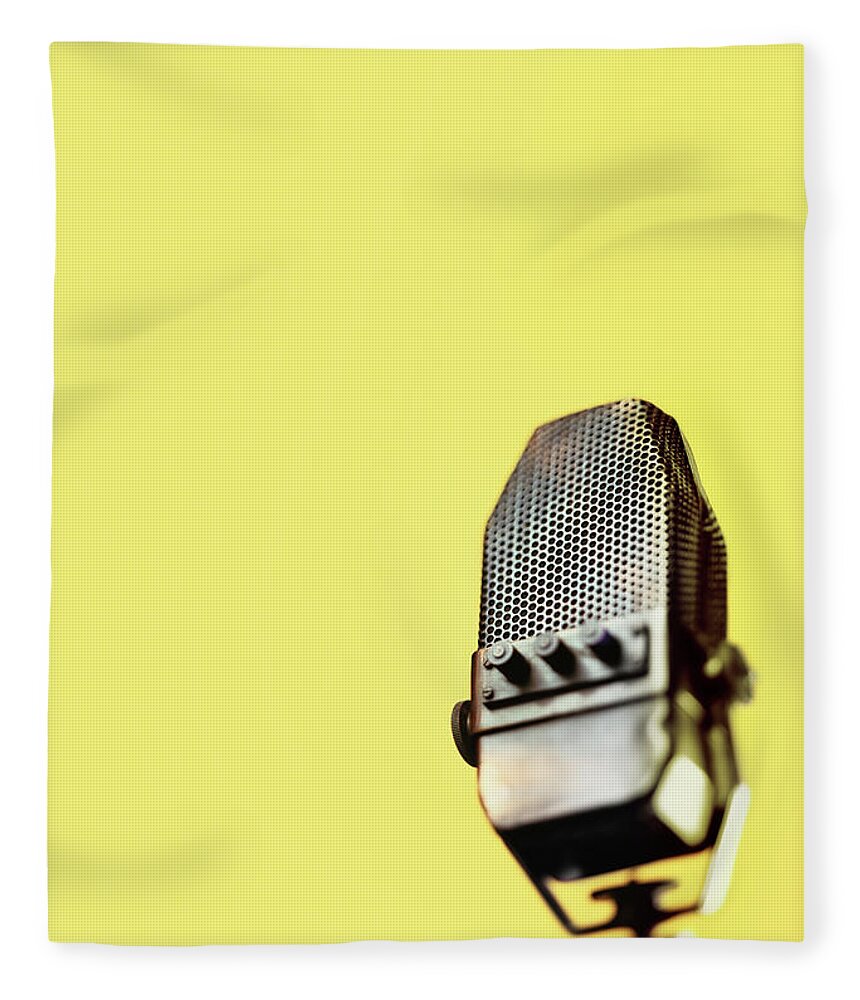 Anticipation Fleece Blanket featuring the photograph Retro Ribbon Microphone by Peter Dazeley