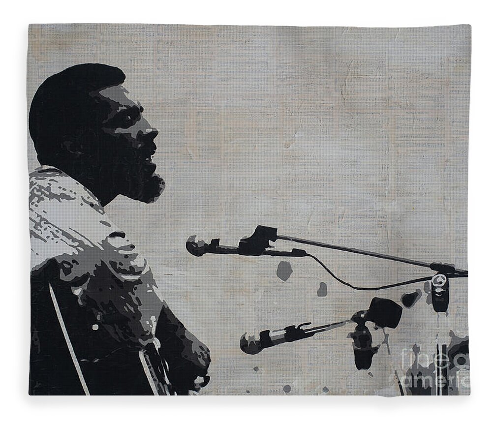 Silhouette Fleece Blanket featuring the mixed media Richie Havens at Woodstock by SORROW Gallery