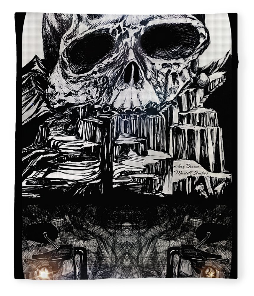 Skull Fleece Blanket featuring the mixed media Colorado Rider by Mastiff Studios