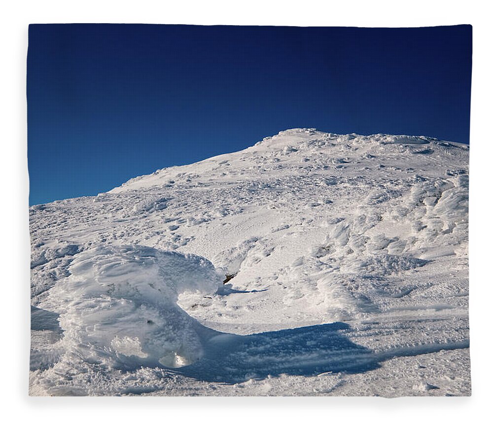 New Hampshire Fleece Blanket featuring the photograph Rime and Snow, and Mountain Trolls. by Jeff Sinon