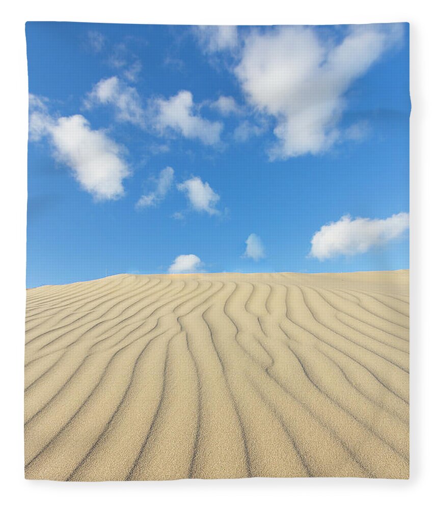 Sand Dune Fleece Blanket featuring the photograph Rippled Sand Dune And Blue Sky With by Rob Kints