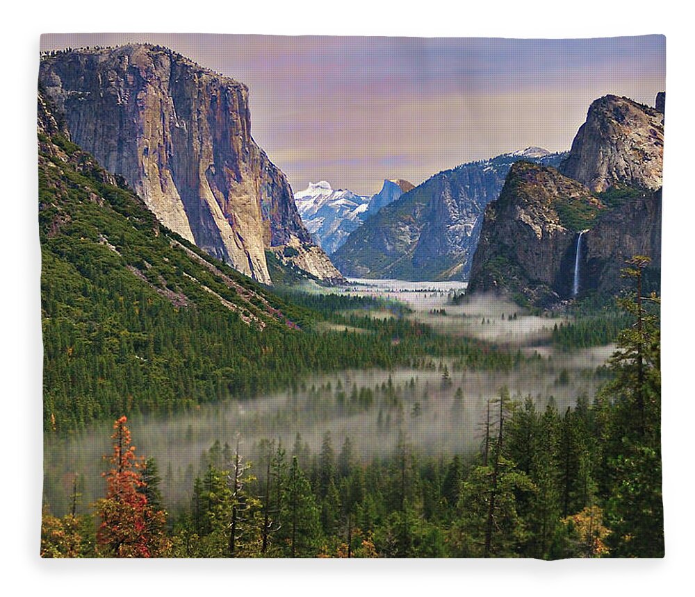 Majestic Fleece Blanket featuring the photograph River Of Mist by Sapna Reddy Photography