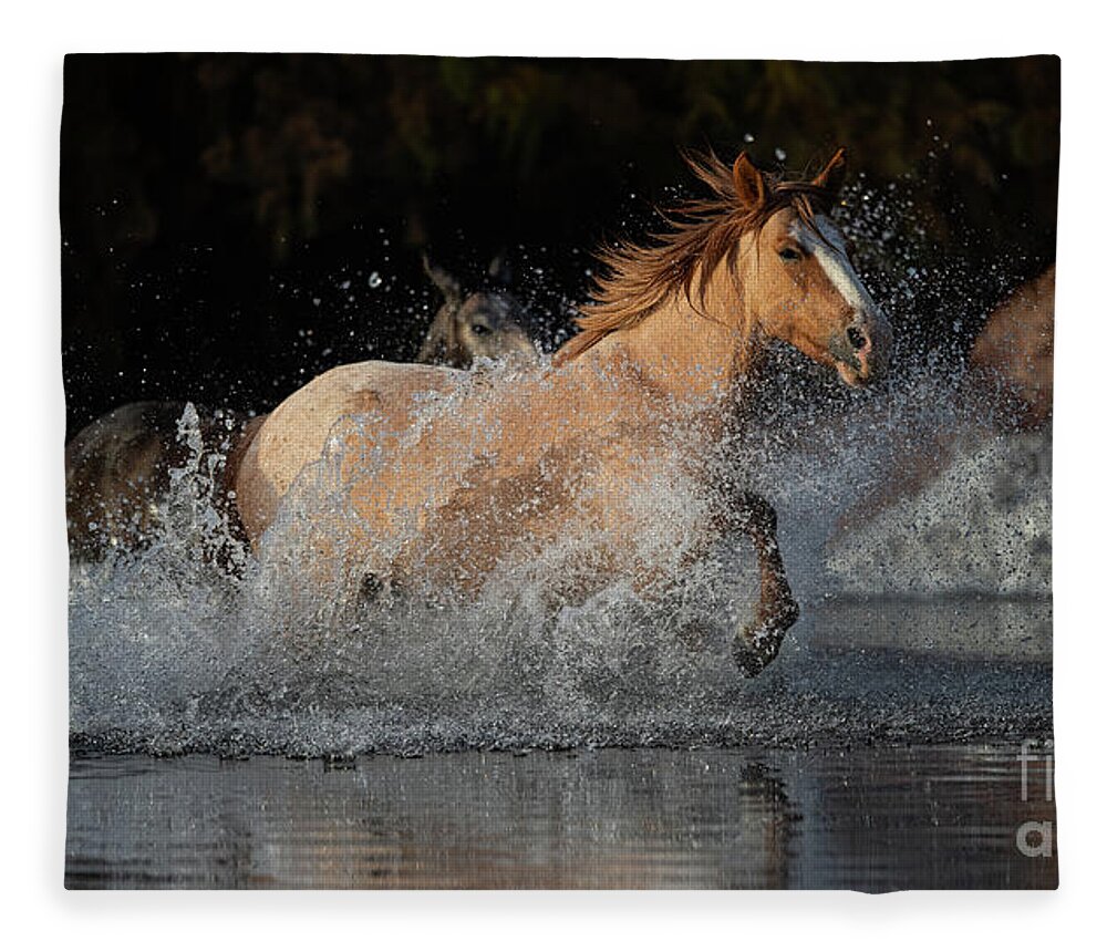 Horse Fleece Blanket featuring the photograph River Run by Shannon Hastings