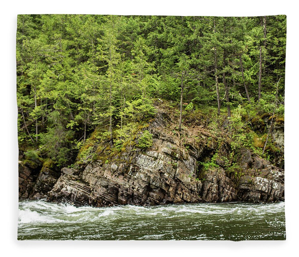 River Fleece Blanket featuring the photograph River with trees by Julieta Belmont