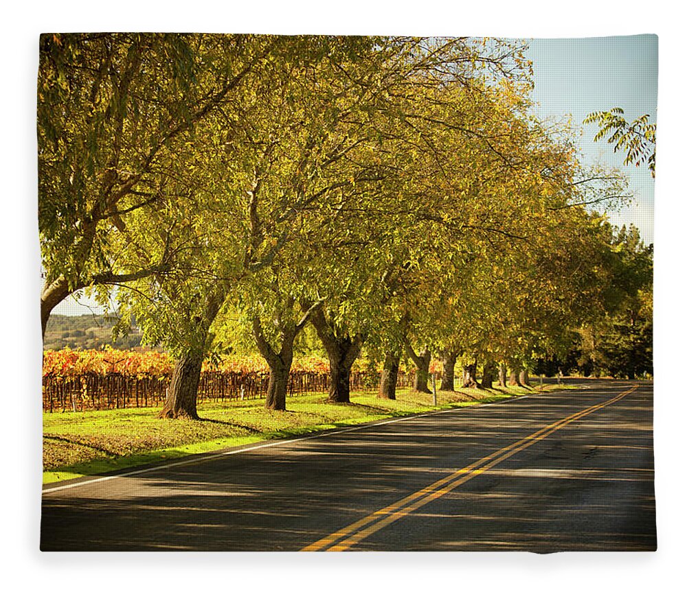 Scenics Fleece Blanket featuring the photograph Road Lane In Napa Valley, California by Pgiam