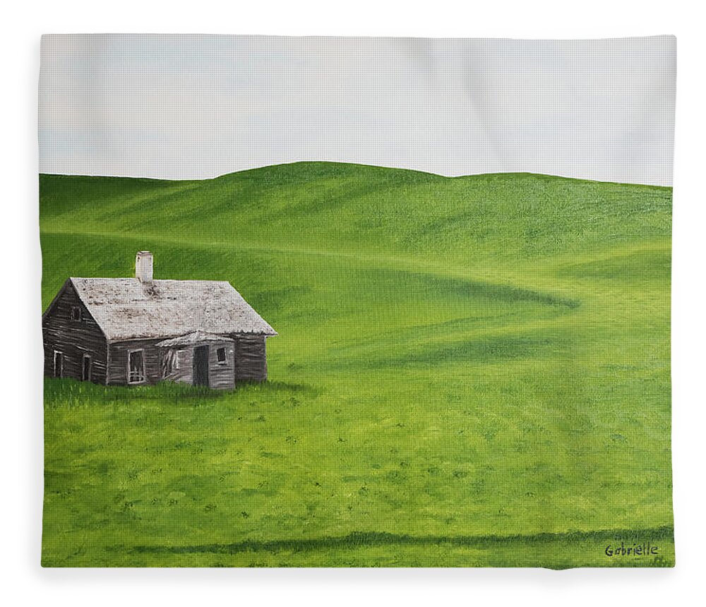 Landscape Fleece Blanket featuring the painting Roads Forgotten by Gabrielle Munoz