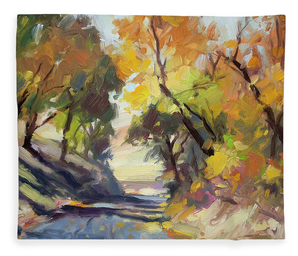 Autumn Fleece Blanket featuring the painting Roadside Attraction by Steve Henderson