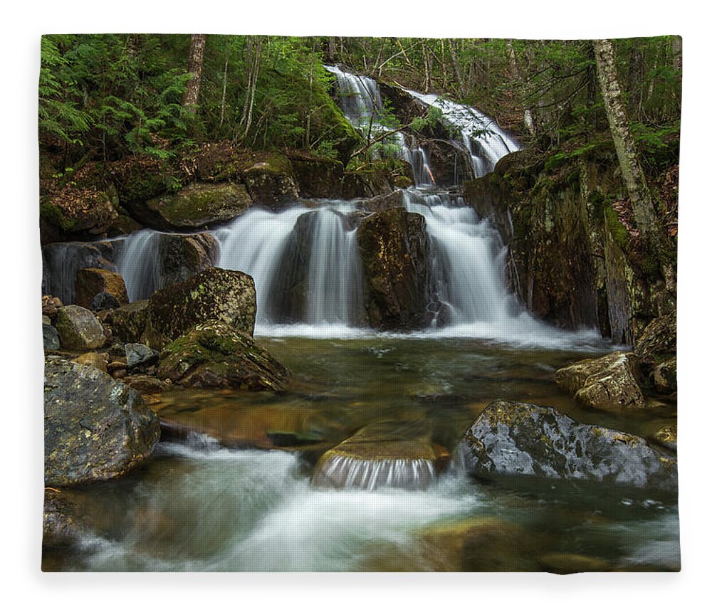Robichaud Fleece Blanket featuring the photograph Robichaud Falls Upper by White Mountain Images