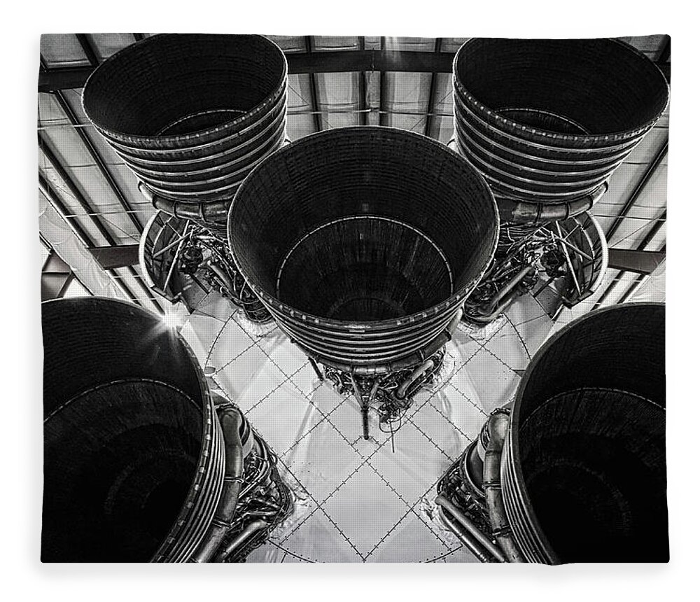 Rocket Fleece Blanket featuring the photograph Rocket Thrusters by George Taylor