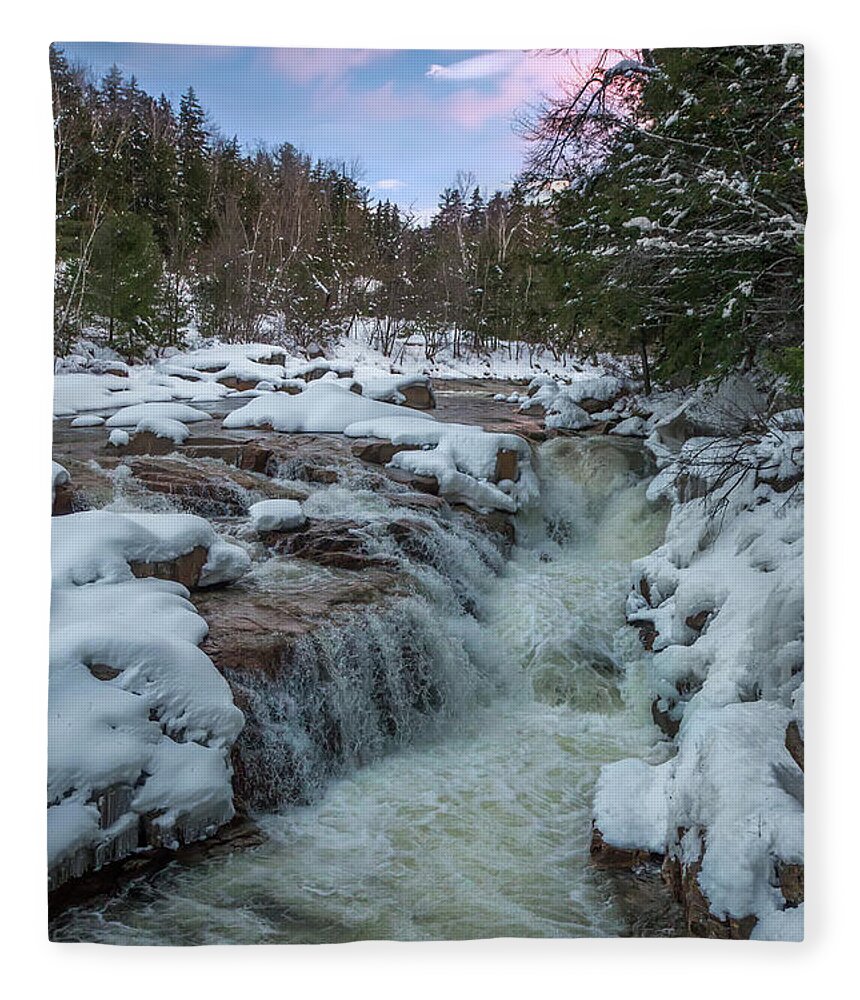 Rocky Fleece Blanket featuring the photograph Rocky Gorge Winter Sunset by White Mountain Images