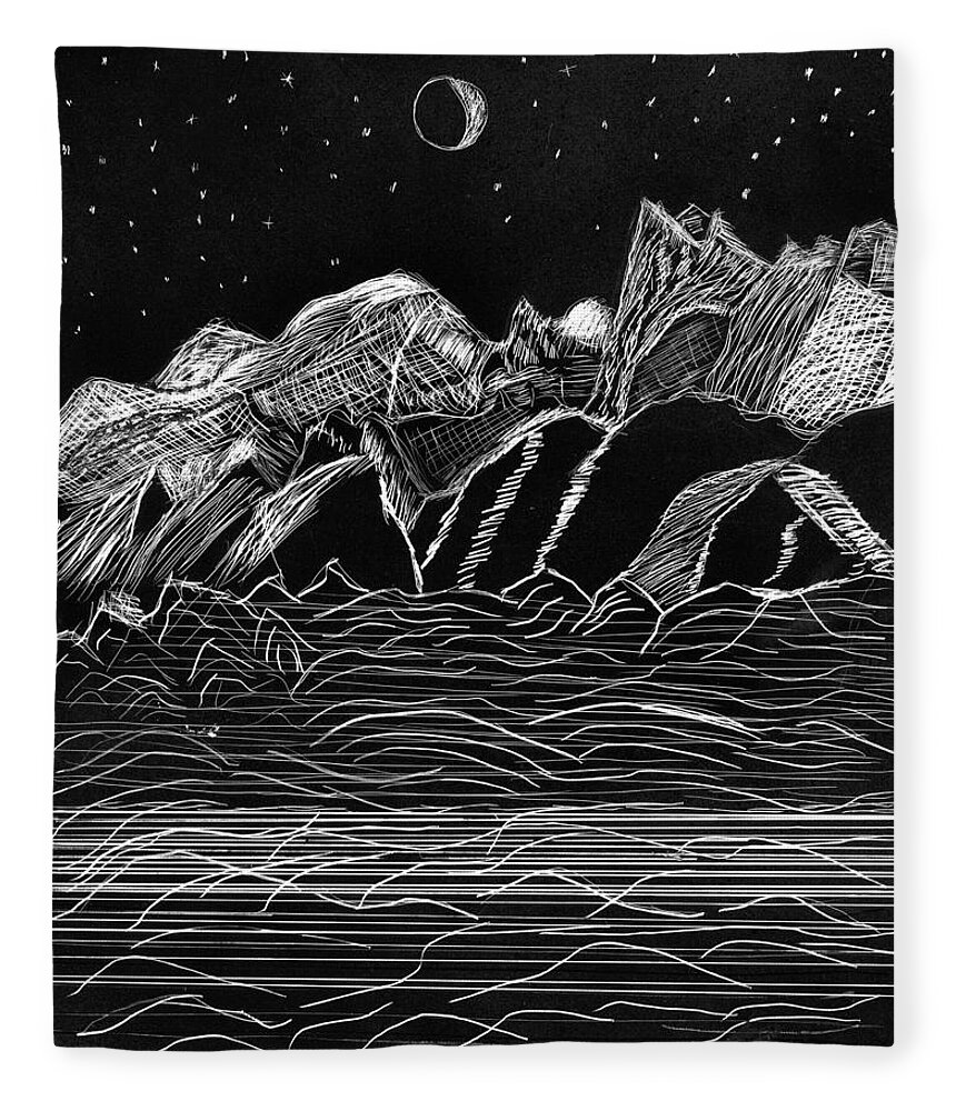 Rocky Mountains Fleece Blanket featuring the drawing Rocky Mountain High by Branwen Drew