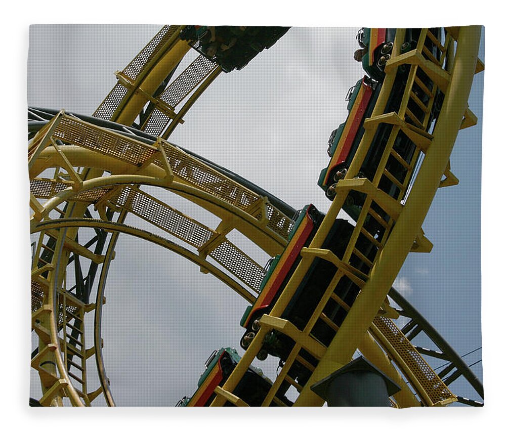Roller Coaster Fleece Blanket featuring the photograph Roller Coaster Loops by Karen Harrison Brown