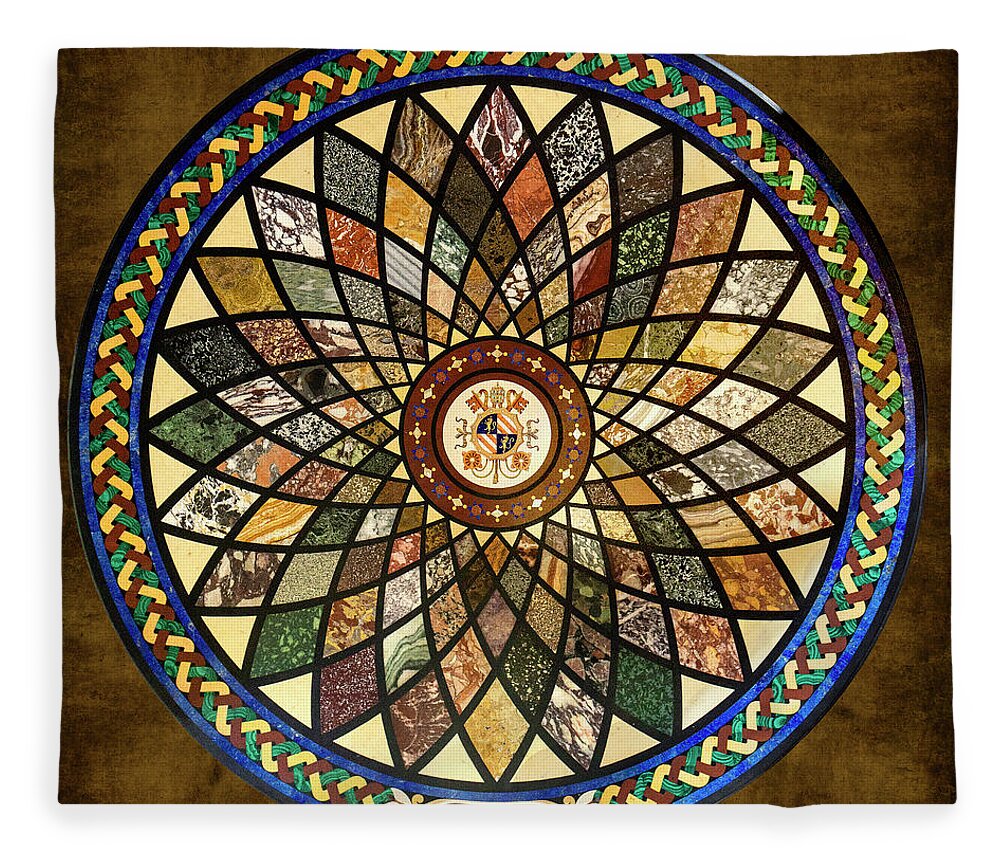Mosaic Fleece Blanket featuring the photograph Roman Marble Mosaic Table by Weston Westmoreland
