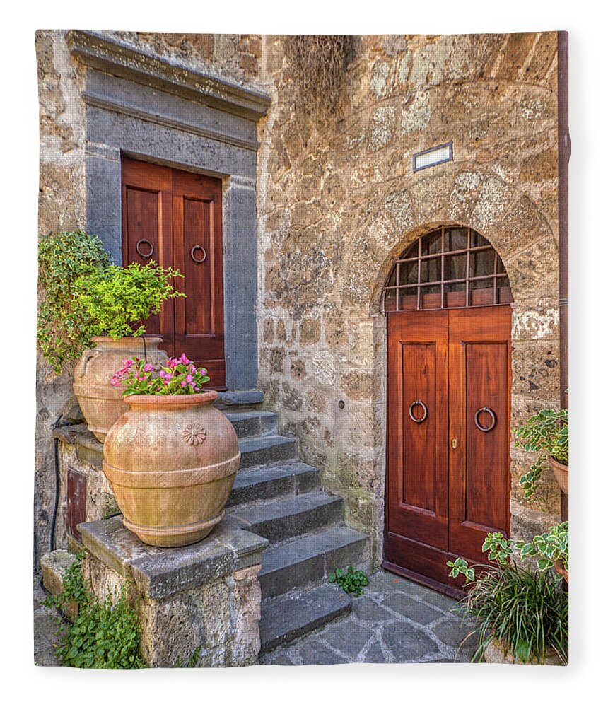 Courtyard Fleece Blanket featuring the photograph Romantic Courtyard Of Tuscany by David Letts