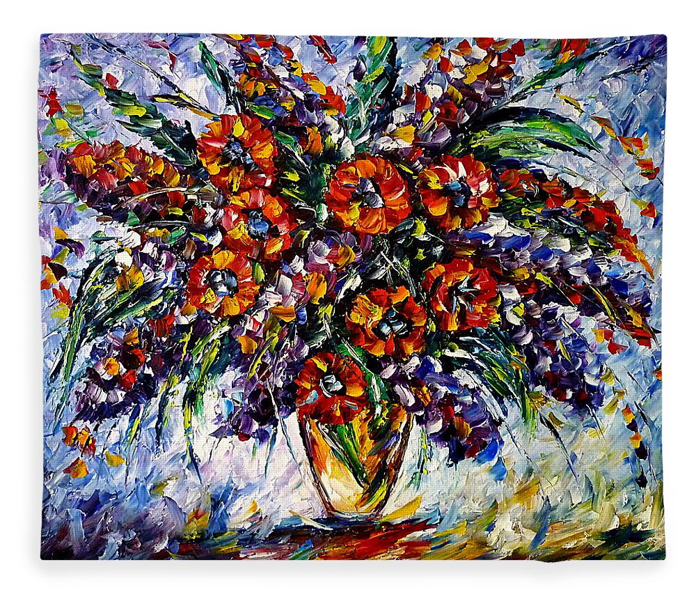 Wild Flower Painting Fleece Blanket featuring the painting Romantic Moment by Mirek Kuzniar