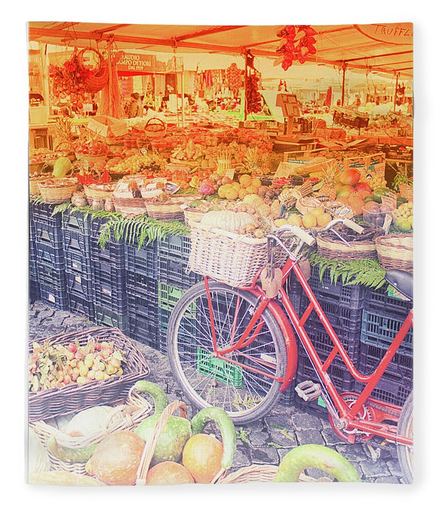 Red Bike Fleece Blanket featuring the photograph Rome 4 by Becqi Sherman