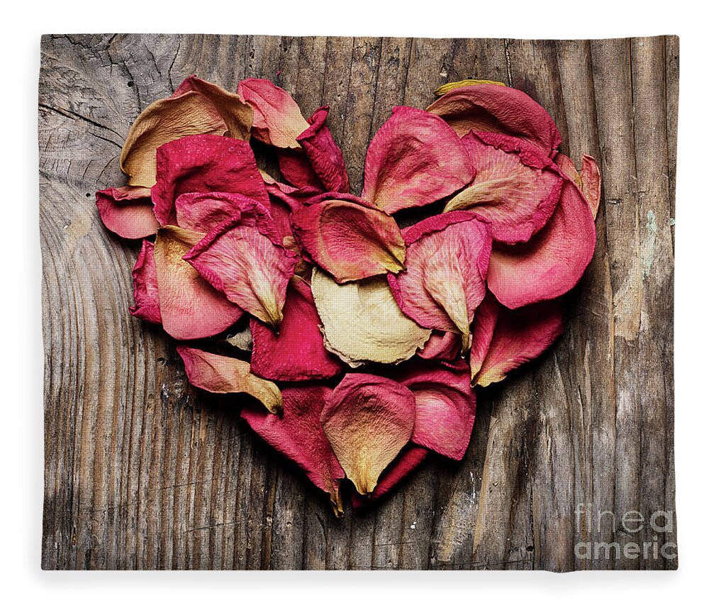 Heart Fleece Blanket featuring the photograph Rose petals by Jelena Jovanovic