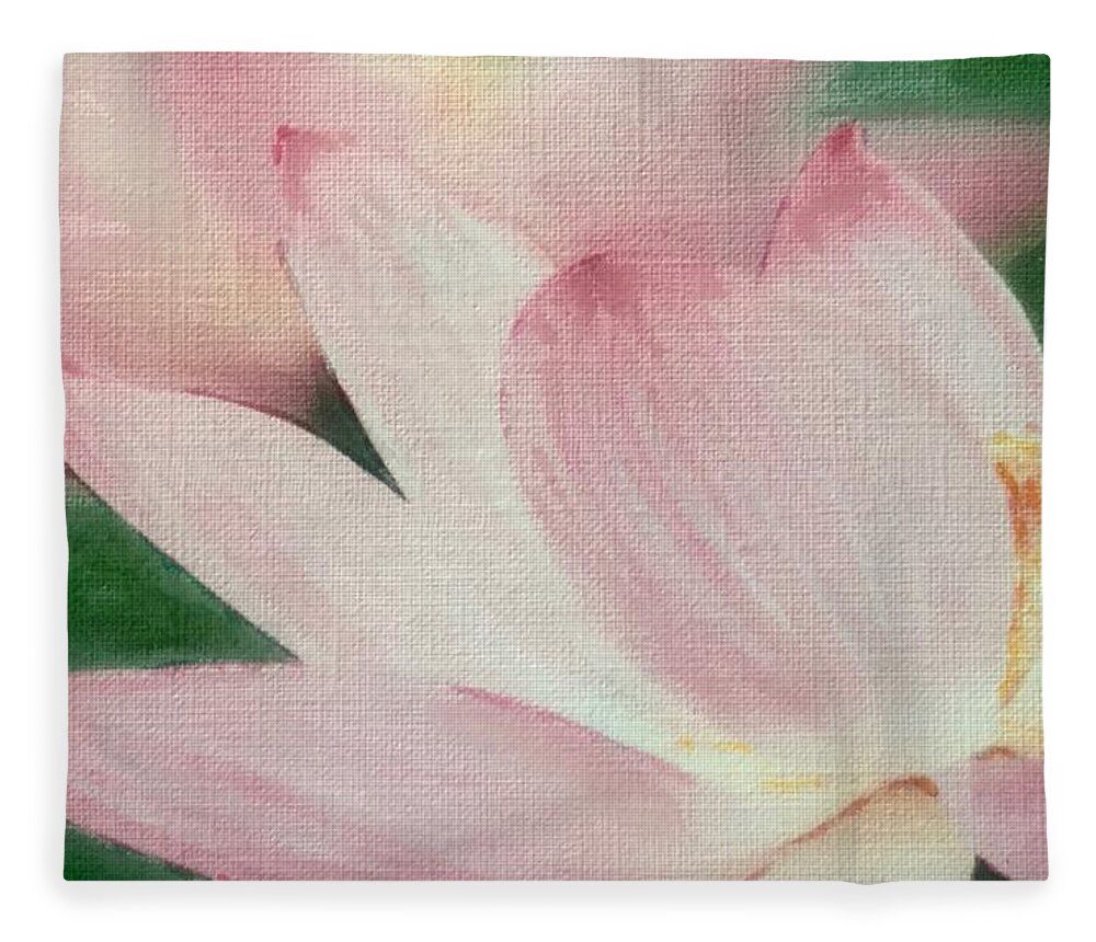 Lotus Flower Fleece Blanket featuring the painting Royann's Beauty by Cara Frafjord