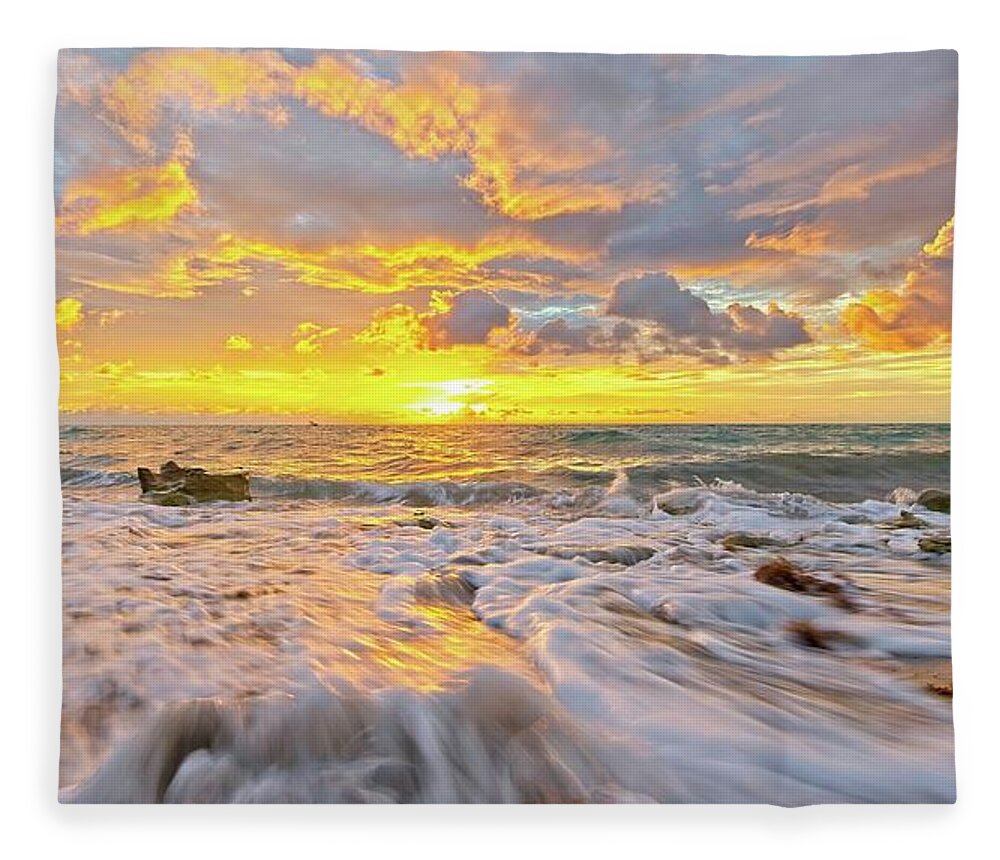 Carlin Park Fleece Blanket featuring the photograph Rushing Surf by Steve DaPonte