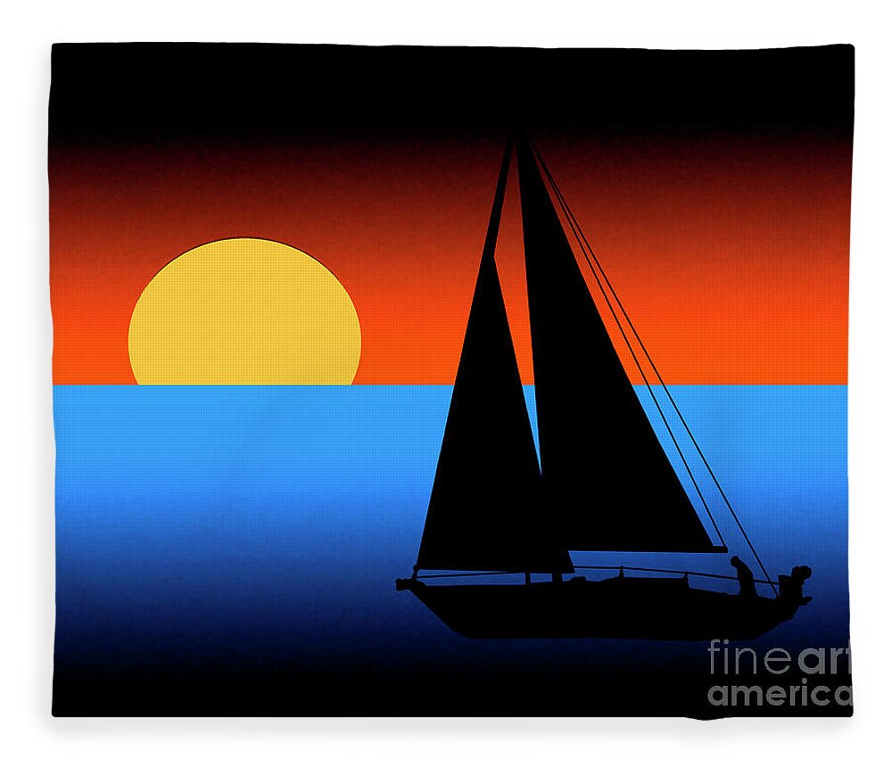 Sailboat Fleece Blanket featuring the digital art Sailing Into The Sunset by Kirt Tisdale