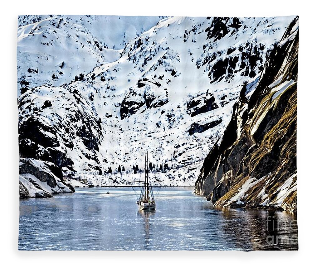 Trollfjord Norway Fleece Blanket featuring the photograph Sailing into Trollfjord Norway by Martyn Arnold