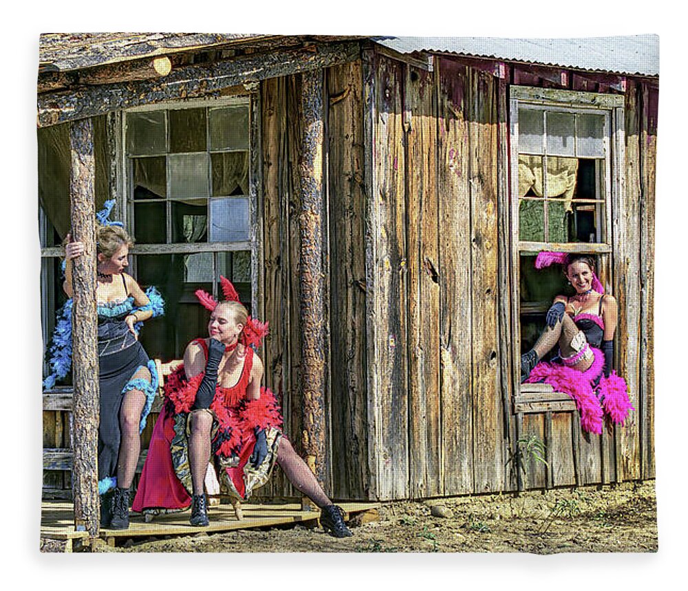Saloon Fleece Blanket featuring the photograph Saloon Girls by Don Schimmel