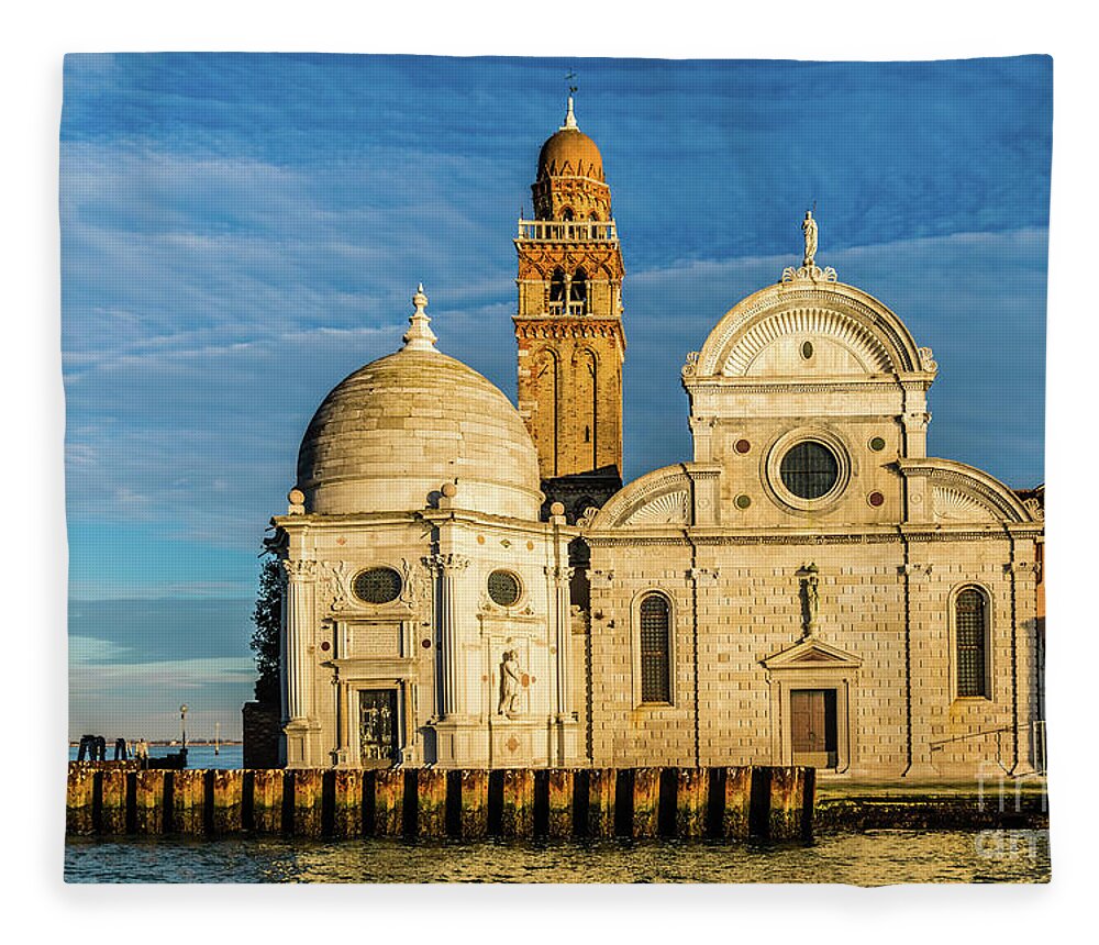 Church Fleece Blanket featuring the photograph San Michele island, Venezia, Italy by Lyl Dil Creations